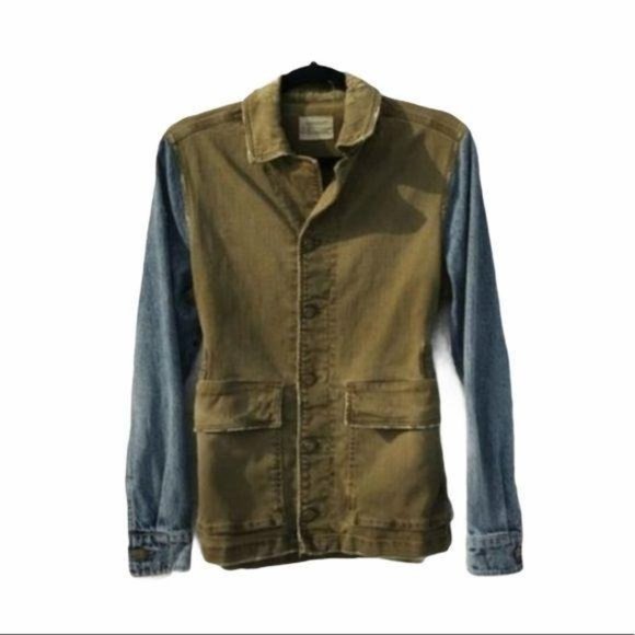 Current Elliott Distressed Military Jean Jacket XS - Picture 1 of 8